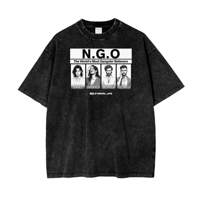 Acid Wash Regular Fit Tee | NGO - Black
