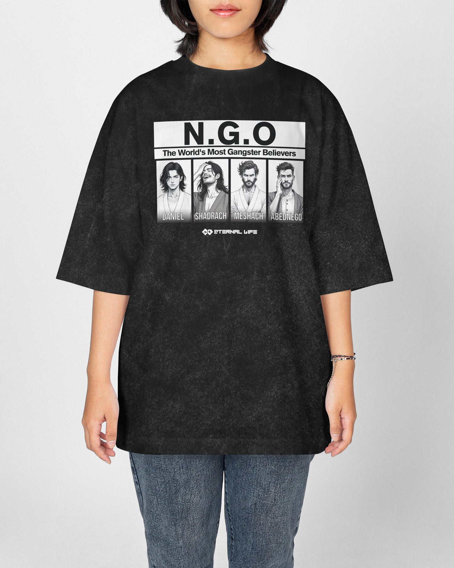 Acid Wash Regular Fit Tee | NGO - Black
