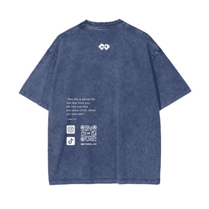 Acid Wash Regular Fit Tee | ELA - Dark  Blue